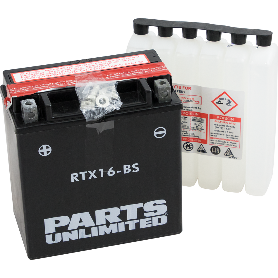 Parts Unlimited Agm Battery - Ytx16-Bs .8 L Ctx16-Bs