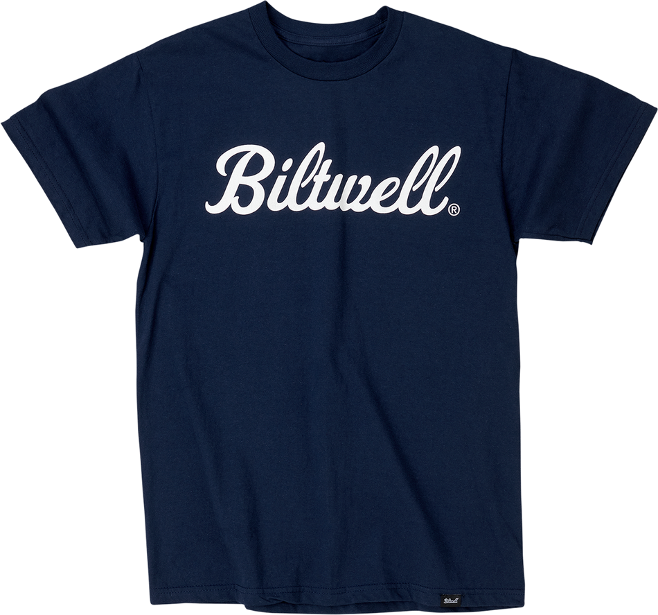 BILTWELL Script T-Shirt - Navy - Small 8101-052-002