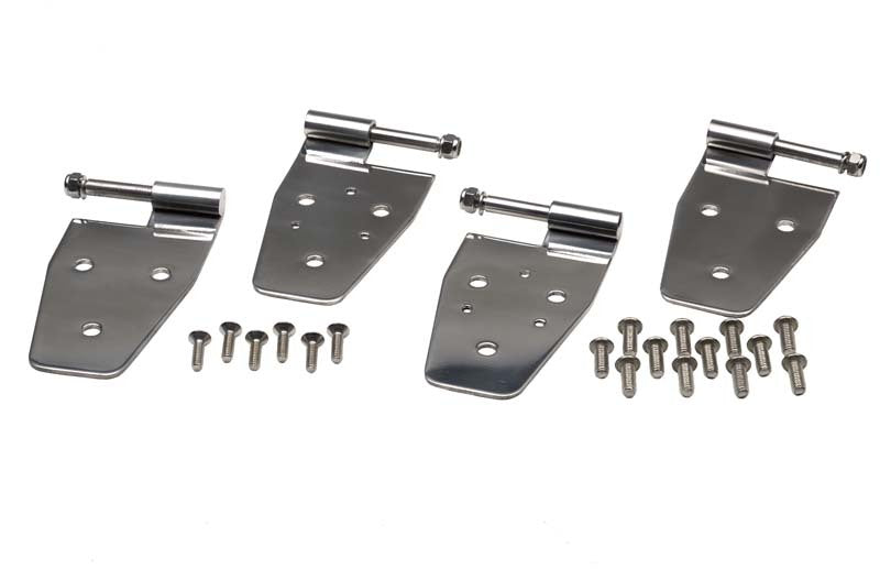 Kentrol 87-95 Jeep Wrangler YJ Door Hinge Set 4 Pieces - Polished Silver 30441