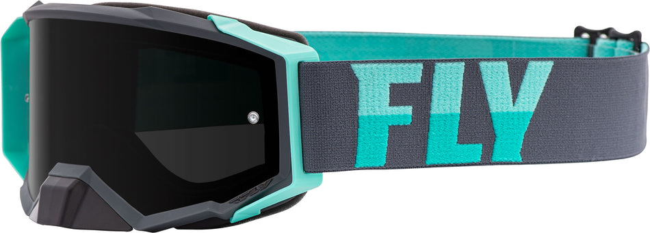 FLY RACING Zone Pro Goggle Grey/Mint W/Dark Smoke Lens W/Post FLA-062