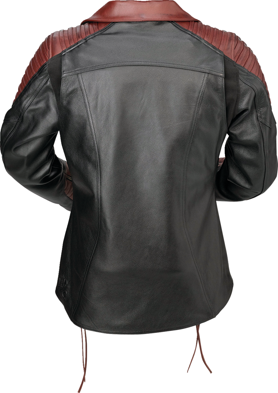 Z1R Women's Combiner Leather Jacket - Black/Red - XS 2813-1009