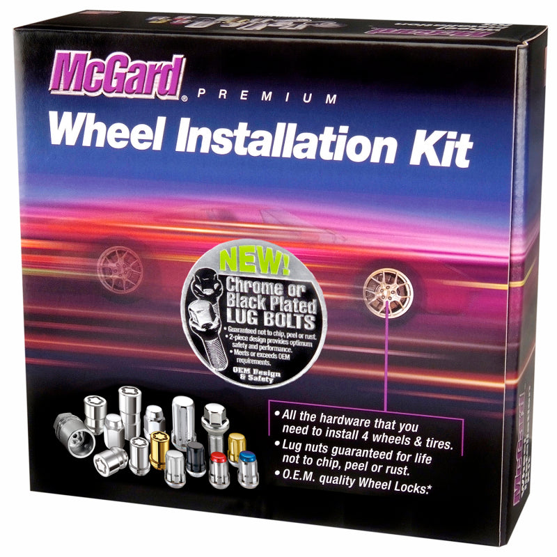 McGard 5 Lug Hex Install Kit w/Locks (Cone Seat Bolt) M14X1.25 / 17mm Hex / 27.5mm Shank L. - Black 67226BK