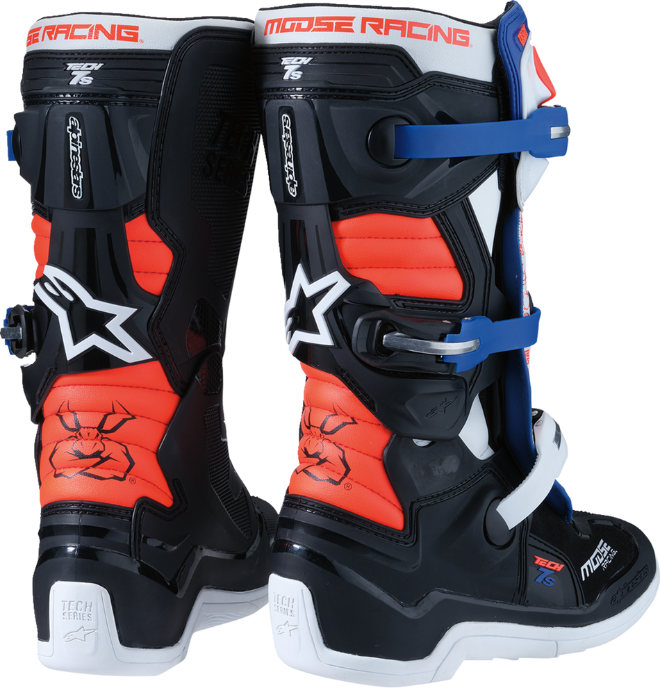 MOOSE RACING Youth Tech 7S Boots - Black/White/Red/Blue - US 6 0215024-1297-6