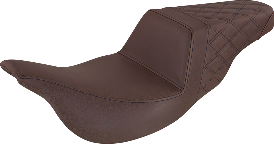 SADDLEMEN Step-Up Seat - Rear Lattice Stitch - Brown - FL '08-'23 808-07B-173BR