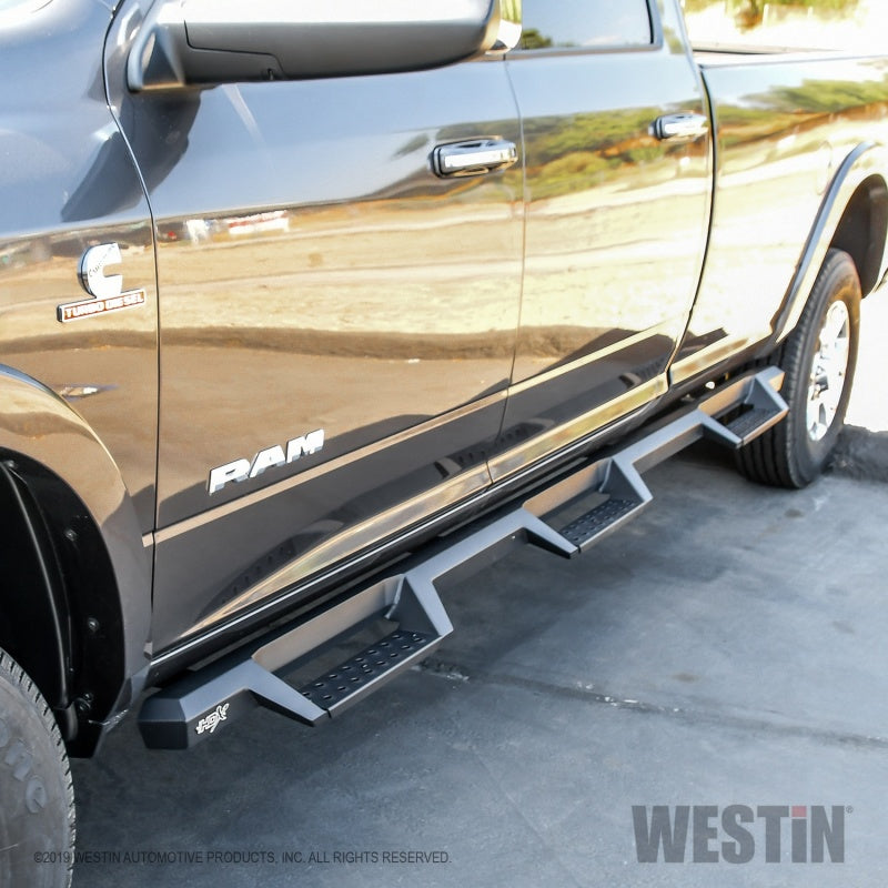 Westin/HDX 19-20 Ram 2500/3500 Crew Cab (8ft Bed) Drop Wheel to Wheel Nerf Step Bars - Txt Black 56-534345