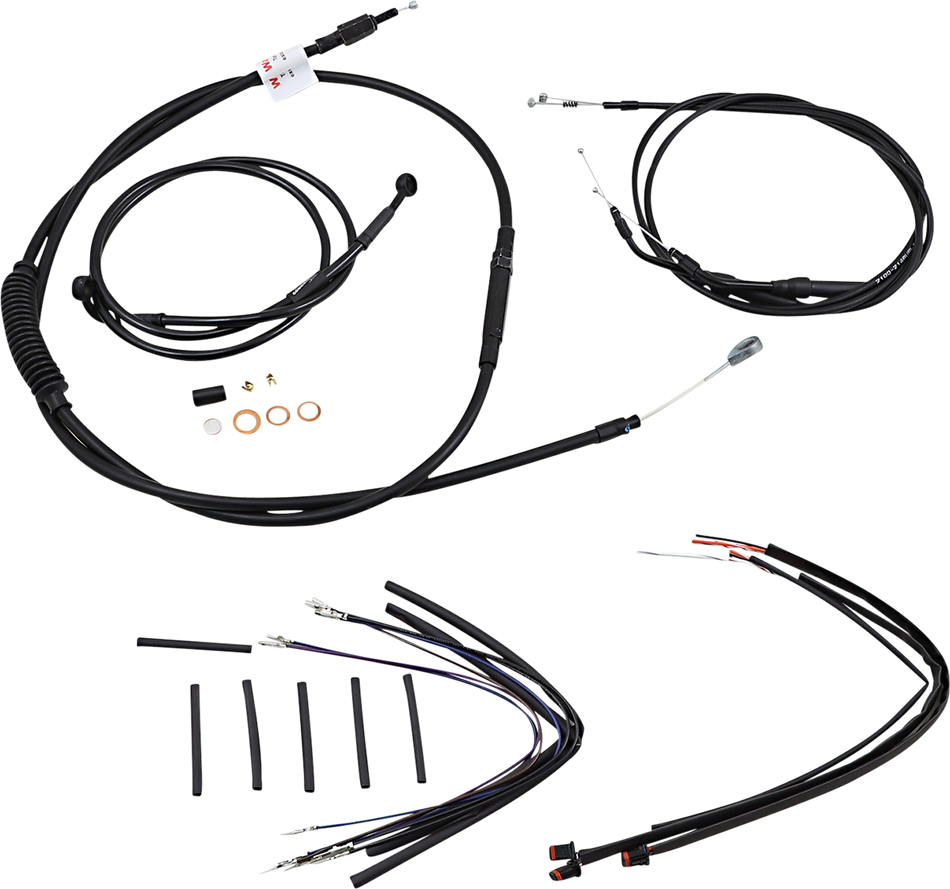 BURLY BRAND Cable Kit - Jail Bar - 12" Handlebars - Black Vinyl B30-1150