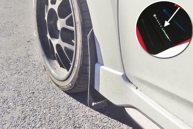 Rally Armor 12-18 Hyundai Veloster Black UR Mud Flap w/ White Logo MF24-UR-BLK/WH