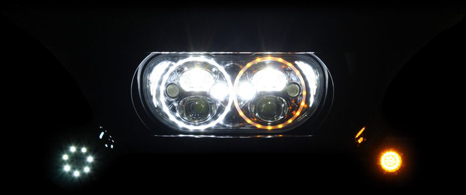 CUSTOM DYNAMICS Headlight - Chrome - FLTR CDTB-RG-15-C