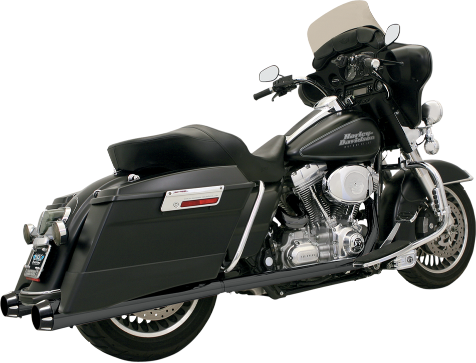 BASSANI XHAUST Megaphone Mufflers - Blk/Blk - Fluted - Performance Baffle FLH-517LRB