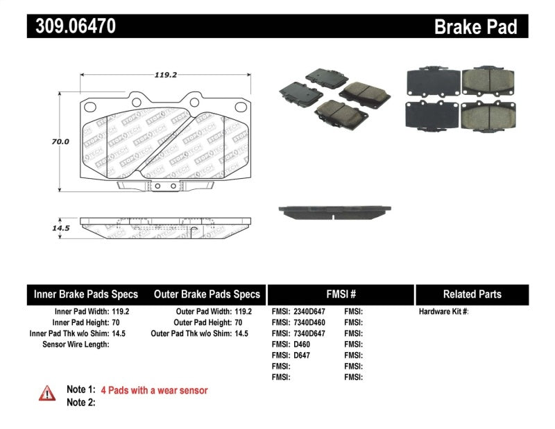 StopTech 89-96 Nissan 300ZX Sport Performance Front Brake Pads 309.0647