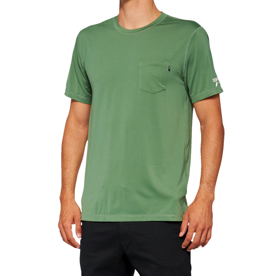 100% Mission Athletic T-Shirt - Olive - Medium 20014-00016