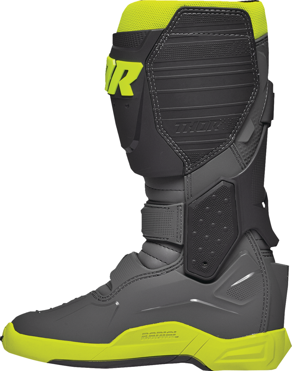 THOR Radial Boots - Gray/Fluorescent Yellow - Size 8 3410-2746