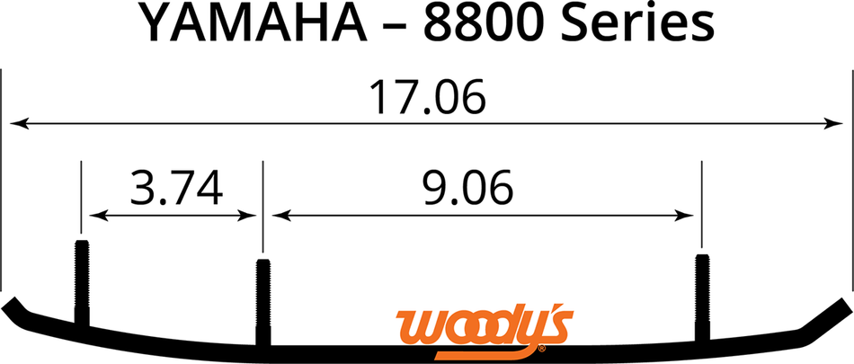 WOODY'S Ace Flat-Top Carbide Runners - 8" AY8-8800