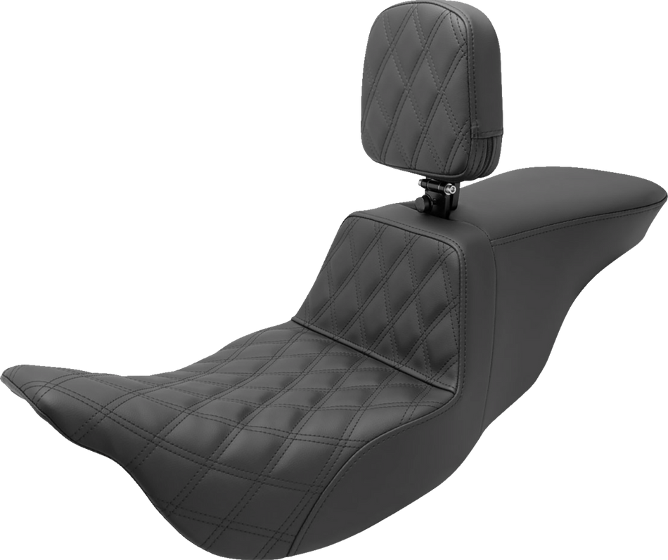 SADDLEMEN Tour Step Up Seat - Rider Backrest - Rider Lattice Stitch - FL '08-'22 808-07B-192BR