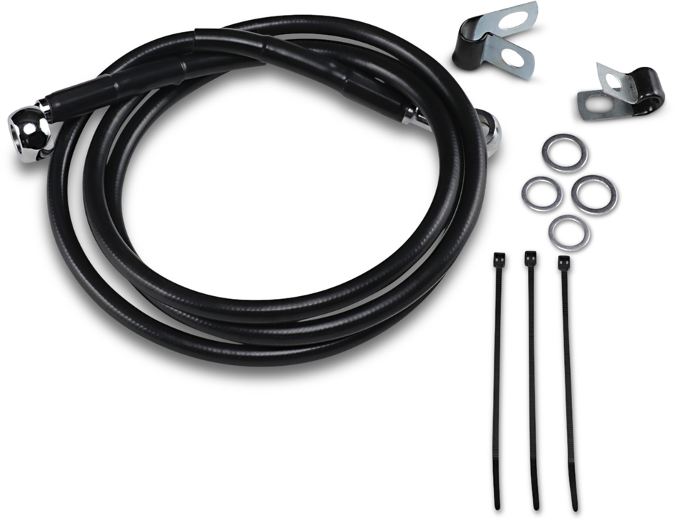 DRAG SPECIALTIES Brake Line - Front - Black - +10" 640113-10BLK