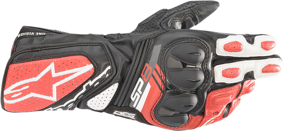 ALPINESTARS SP-8 V3 Gloves - Black/White/Bright Red - Large 3558321-1304-L