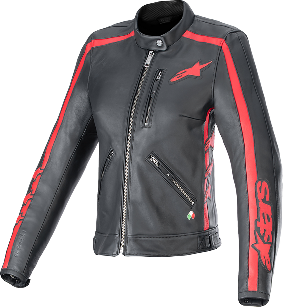 ALPINESTARS Stella Dyno Leather Jacket - Black/Haute Red - XS 3113924-1346-XS