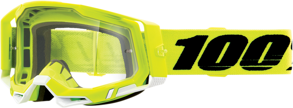 100% Racecraft 2 Goggles - Fluo Yellow - Clear 50009-00004