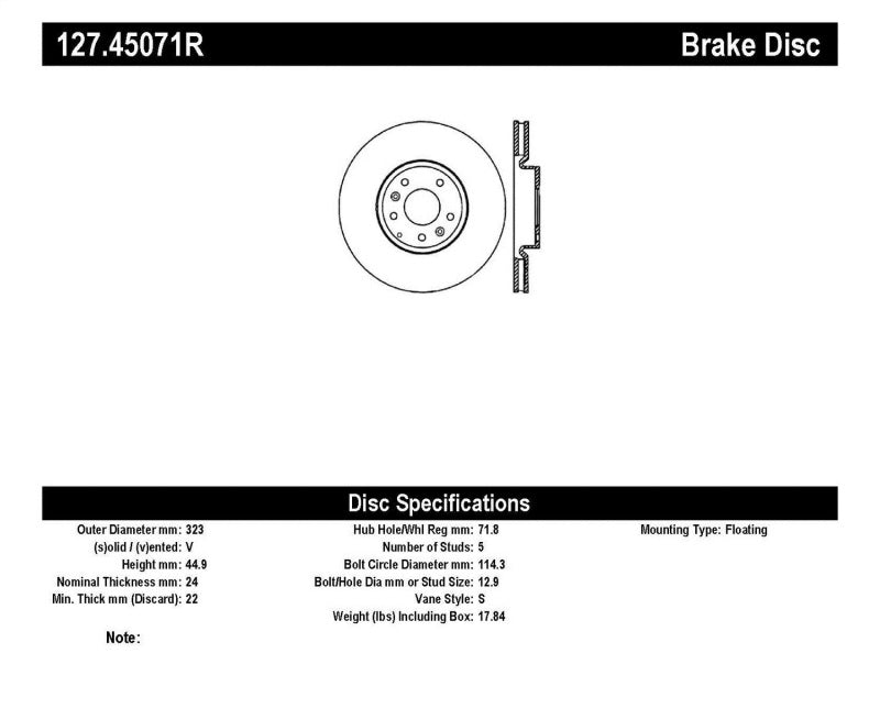 StopTech 04-09 Mazda RX-8 Slotted & Drilled Right Front Rotor 127.45071R