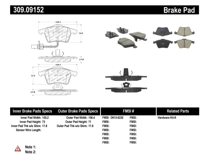 StopTech Performance 07-09 Mazda 3 Front Brake Pads 309.09152