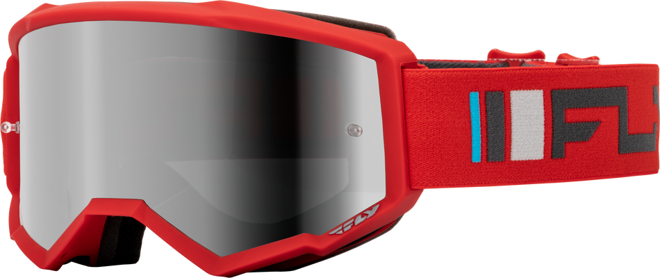 FLY RACING Zone Goggle Red/Charcoal W/ Silver Mirror/Smoke Lens 37-51522