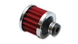 Vibrant Crankcase Breather Filter w/Chrome Cap 2 1/8in 55mm Cone ODx2 5/8in 68mm Tallx1/2in 12mm ID 2167