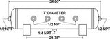 Firestone Air Tank 5 Gallon 7in. x 34in. (6) 1/2in. NPT Ports 150 PSI Max - Black (WR17609248) 9248