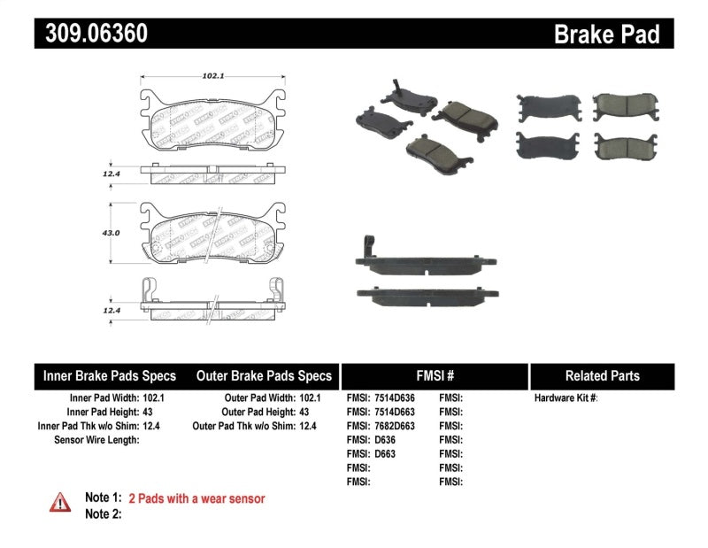 StopTech Performance 94-97/99-05 Miata w/ Normal Suspension Rear Brake Pads D636 309.0636