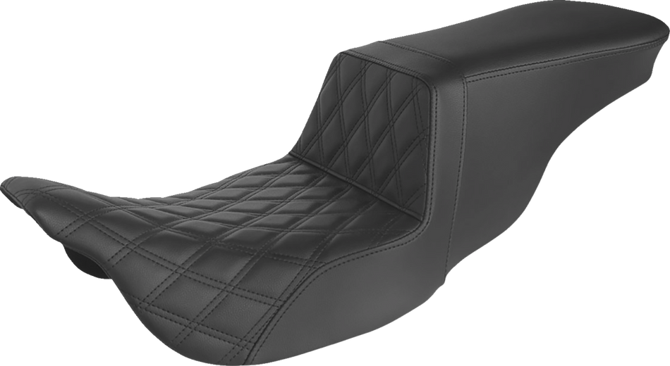 SADDLEMEN Step-Up Seat - Front Lattice Stitch - Black - FLH 808-07B-192