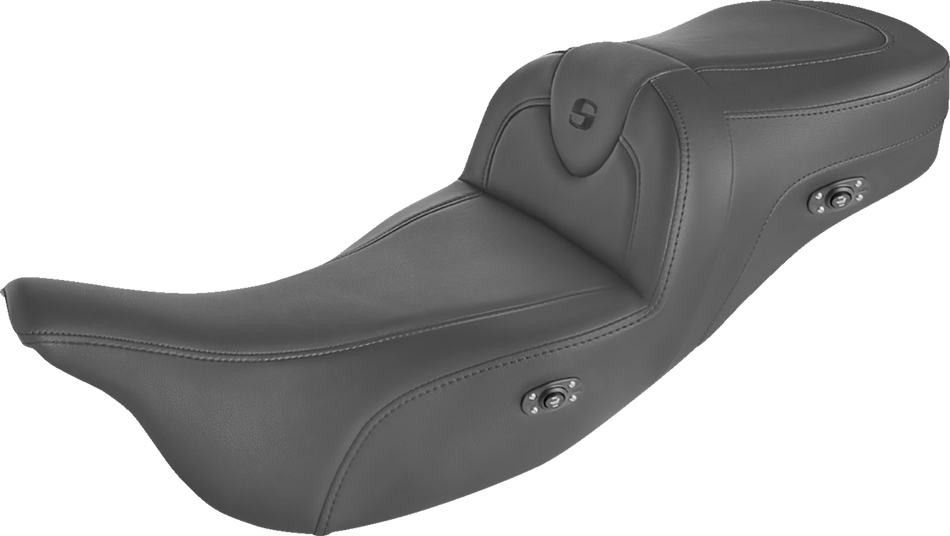 SADDLEMEN Heated RoadSofa Seat - Without Backrest - Black w/Black Stitching - Trikes 808-07B-187THCT