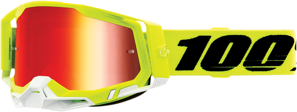 100% Racecraft 2 Goggles - Fluo Yellow - Red Mirror 50010-00004