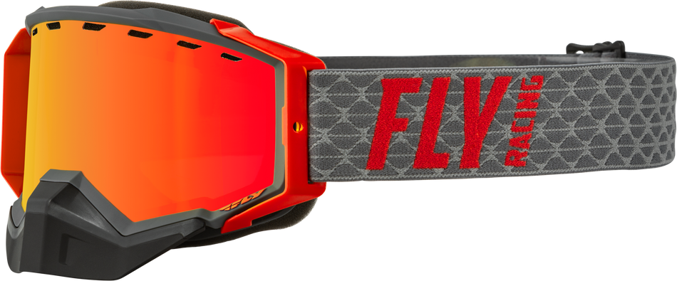 FLY RACING Zone Snow Goggle Grey/Red W/ Red Mirror/Amber Lens 37-50268