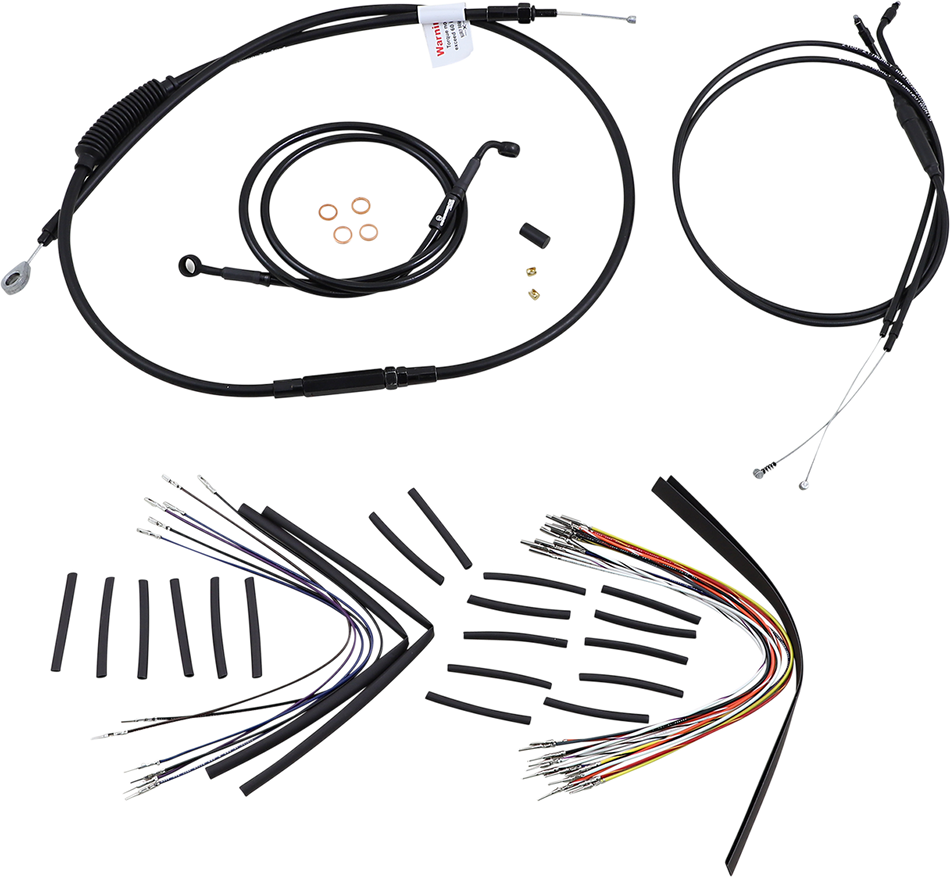 BURLY BRAND Cable Kit - Jail Bar - 12" Handlebars - Black Vinyl B30-1136