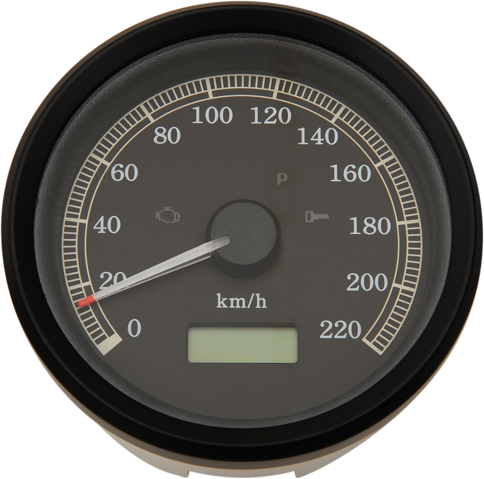 DRAG SPECIALTIES 3-3/8" KM/H Programmable Electronic Speedometer - Black Bezel - Black Face W/NOT CANCEL TURN SIGNALS T21-69A4BBDS