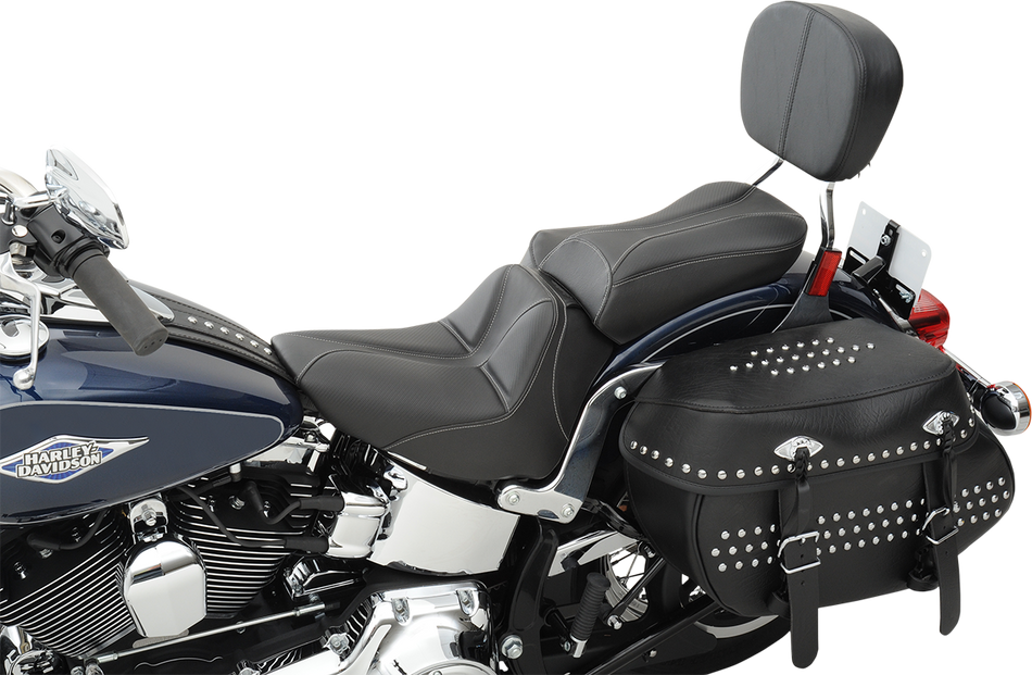 SADDLEMEN Dominator Solo Seat - Stitched - Black w/ Gray Stitching - FLSTC/N '06-'17 806-15-0042