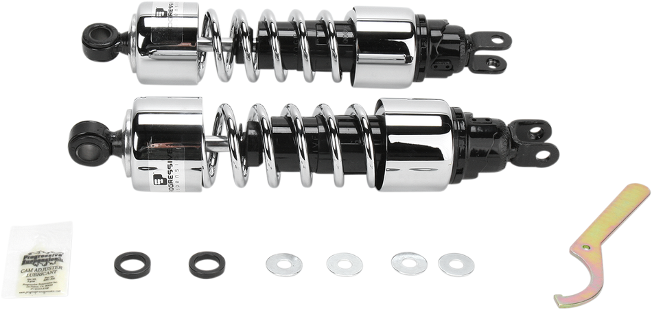 PROGRESSIVE SUSPENSION Shocks - 412 Cruiser Series - Chrome - 13" - Heavy Duty 412-4224C