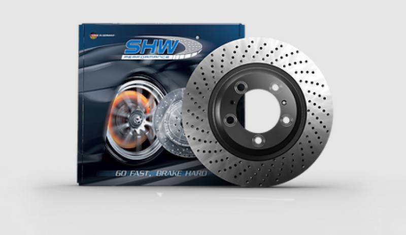 SHW 91-94 Porsche 911 Turbo 3.6L Right Rear Cross-Drilled Monobloc Brake Rotor (96535204200) PRR39652