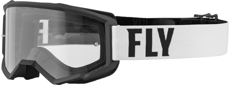 FLY RACING Youth Focus Goggle White/Black W/ Clear Lens 37-51336