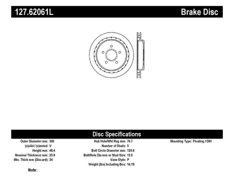 StopTech 97-10 Chevy Corvette Slotted & Drilled Rear Left Rotor 127.62061L