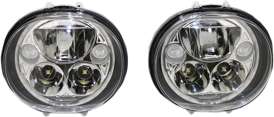 CUSTOM DYNAMICS LED Headlight - 5-3/4" - Chrome - Pair CDTB-575OV-C