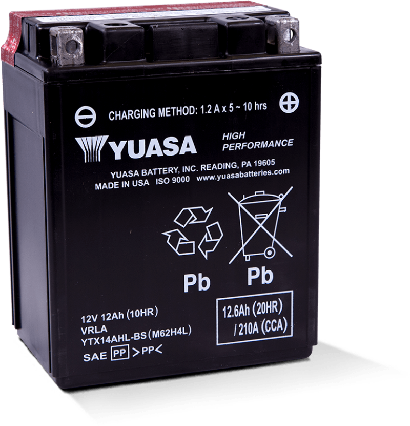 Yuasa YTX14AHL-BS High Performance AGM 12 Volt Battery (Bottle Supplied) YUAM62H4L