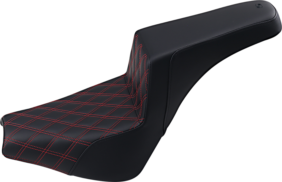 SADDLEMEN Step-Up Seat - Front Lattice Stitch/With Red Stitching - Black 818-30-172RD