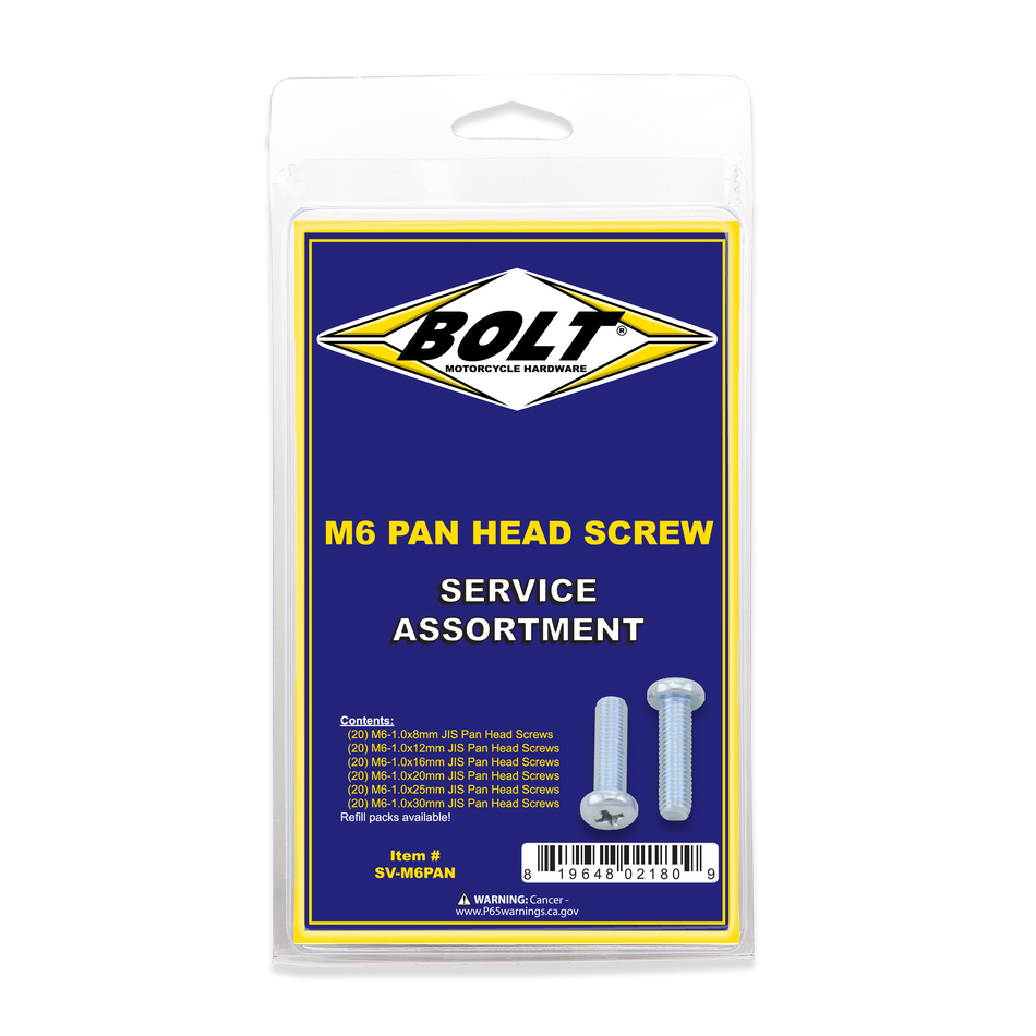 BOLT M6 Pan Head Phillips Assortment 120 Piece Kit SV-M6PAN