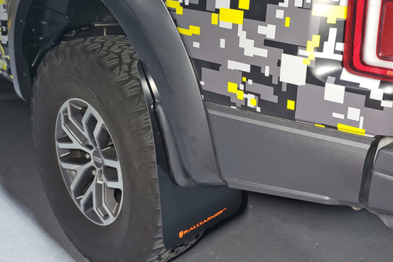 Rally Armor 17-19 Ford F-150 Raptor UR Black Mud Flap w/ Dark Grey Logo MF53-UR-BLK/DGRY