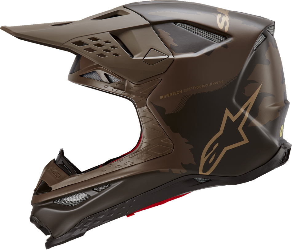 ALPINESTARS Supertech M10 Helmet - Squad - MIPS® - Dark Brown/Gold - Small 8302823-839-SM