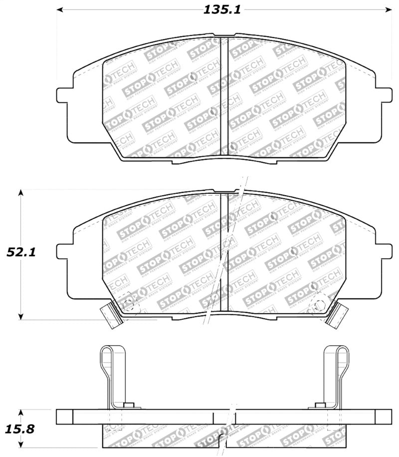 StopTech Performance 00-09 S2000/06+ Civic Si/02-06 RSX-S (non base) Front Brake Pads 309.0829