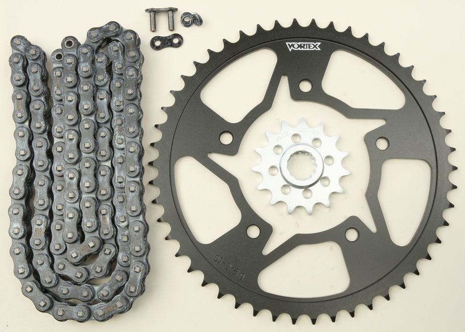 VORTEX Sprocket/Chain Kit Stl/Stl 15/50t Sil Sx3 520-116l Blk CK6321