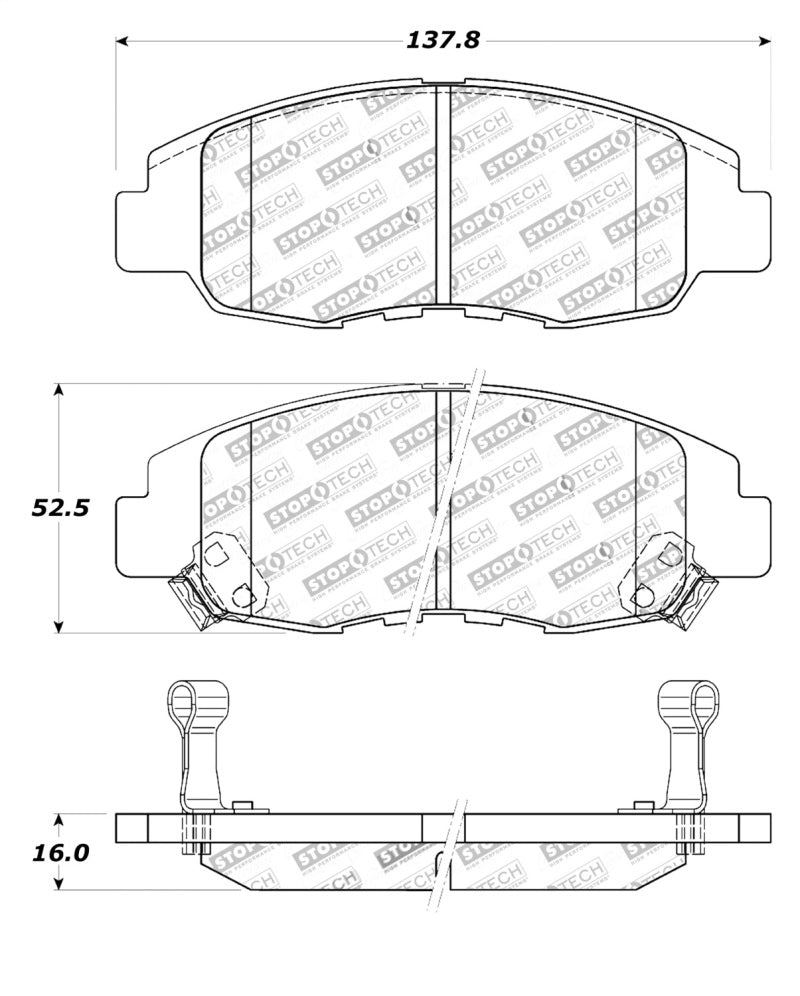 StopTech Street Touring 98-02 Honda Accord Coupe/Sedan Front Brake Pads 308.0764