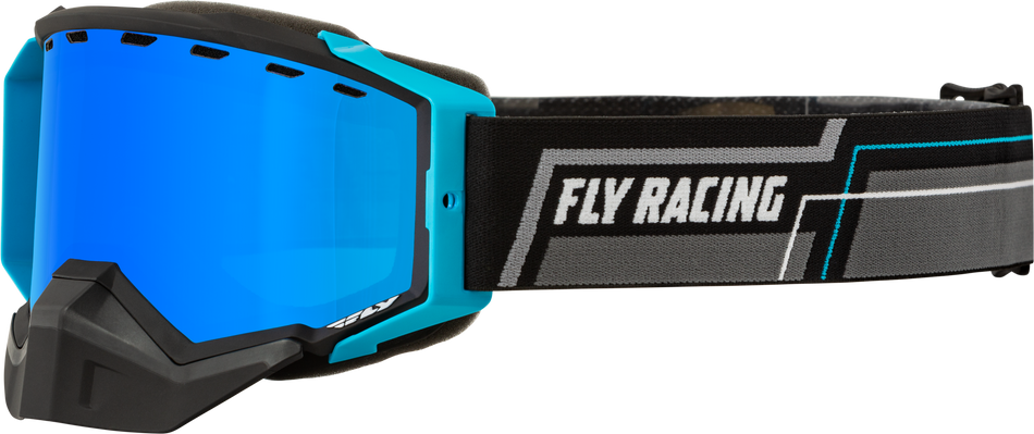 FLY RACING Zone Snow Goggle Blk/Grey/Blue W/ Sky Blue Mirror/Smoke Lens 37-50263