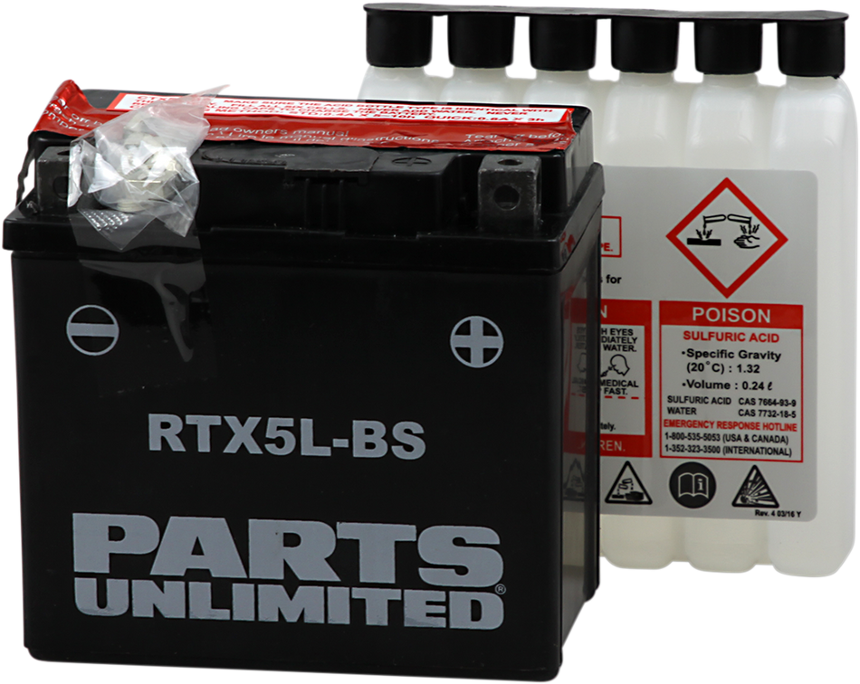 Parts Unlimited Agm Battery - Rtx5l-Bs .24 L Ctx5l-Bs